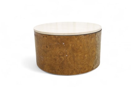 Milo Baughman Burl Drum Table