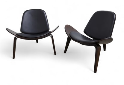 Hans Wegner Style Shell Chairs - Pair
