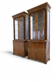 Rosewood French Empire Style Curio Cabinets - Pair