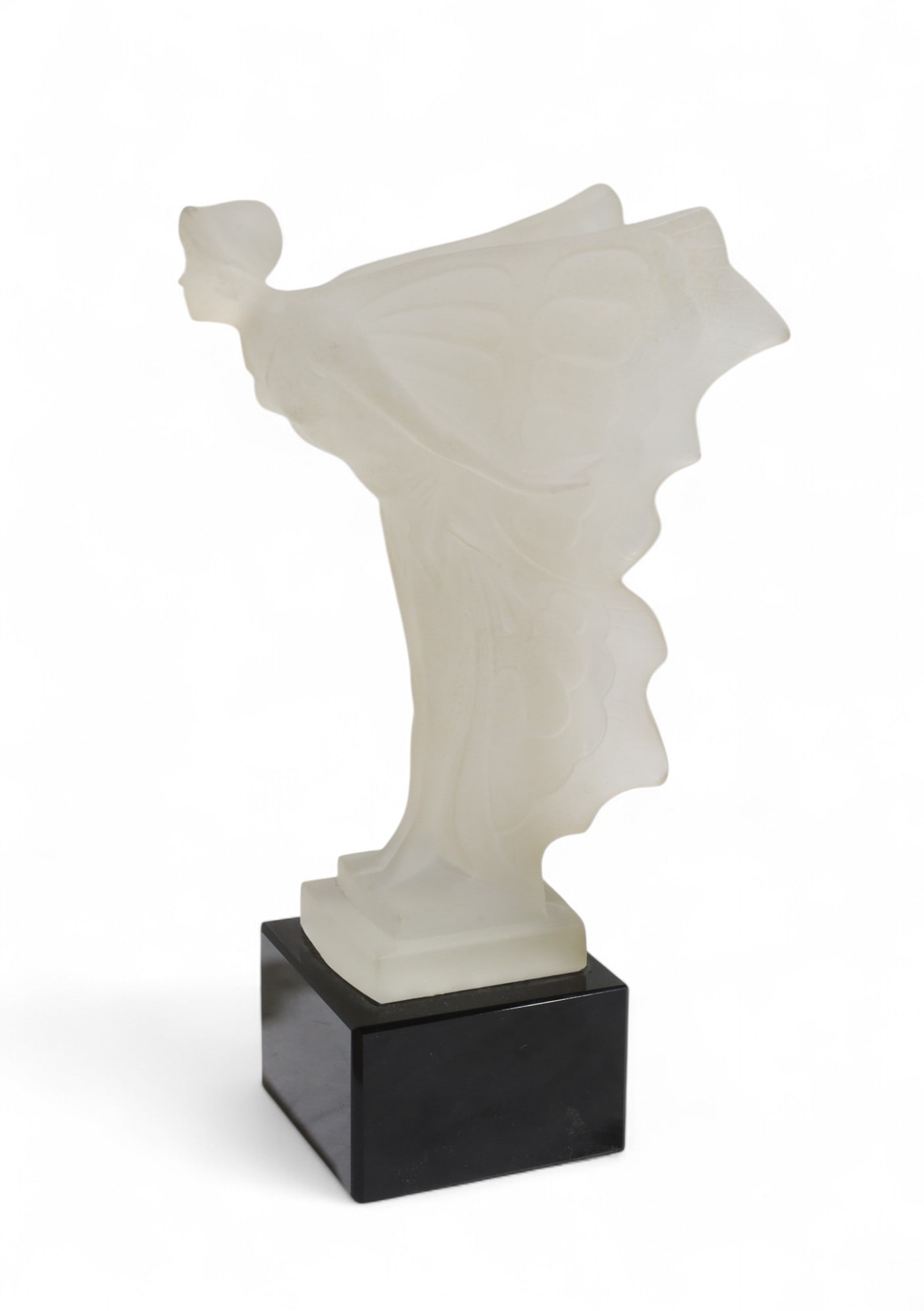 Art Deco Fairy Signed R. Lalique: A frosted glass art deco signed R. Lalique fairy Dimensions:9.5x3