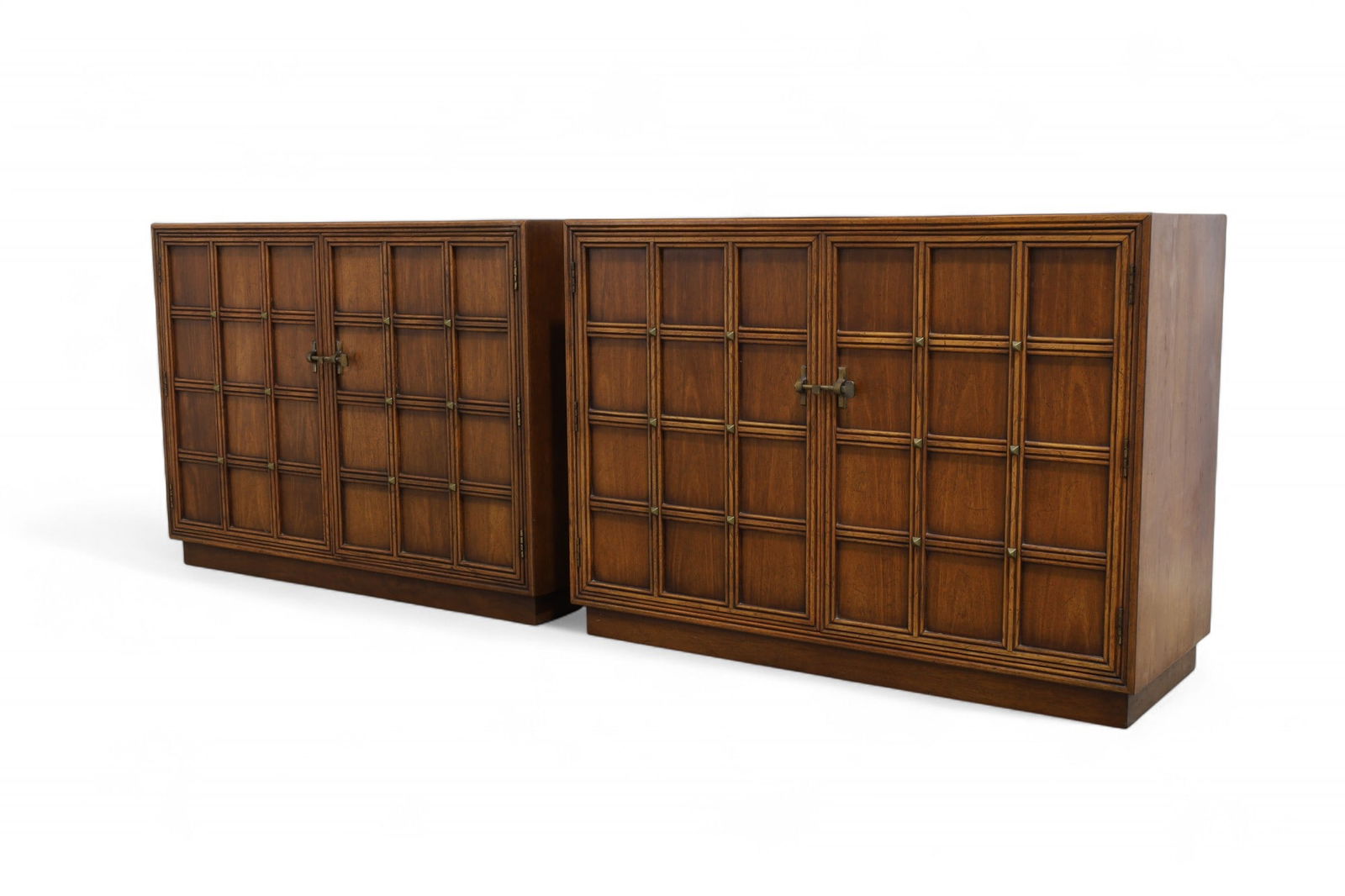 Parzinger Style Studded Cabinets - Pair: A pair of Parzinger style studded cabinets Dimensions:29x40x16
