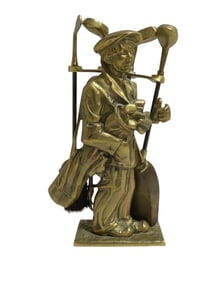 English Brass Figural Golfer Fireplace Set