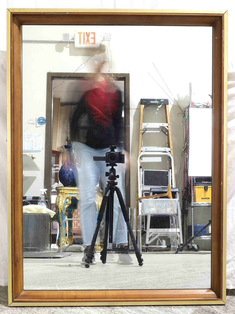 John Widdicomb Brass Trimmed Mirror: A signed John Widdicomb brass trimmed mirror Dimensions:39x28.5x2