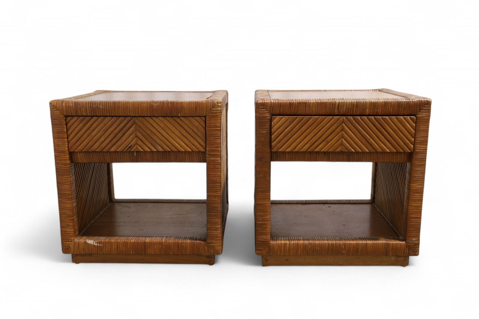 Rattan & Wood End Stands - Pair (1 of 14)