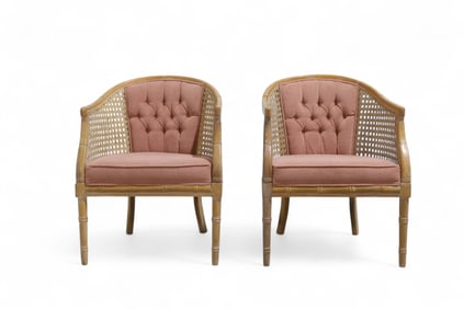 Hollywood Regency Style Cane Chairs - Pair