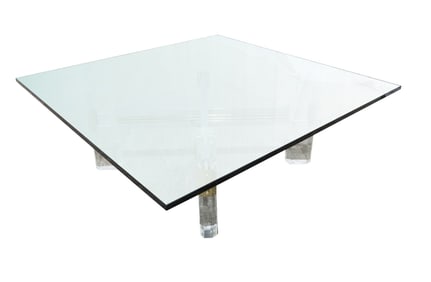 Charles Hollis Jones Lucite & Brass Coffee Table