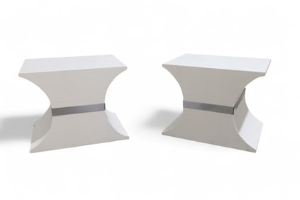 Linen Wrapped Pedestals - Pair