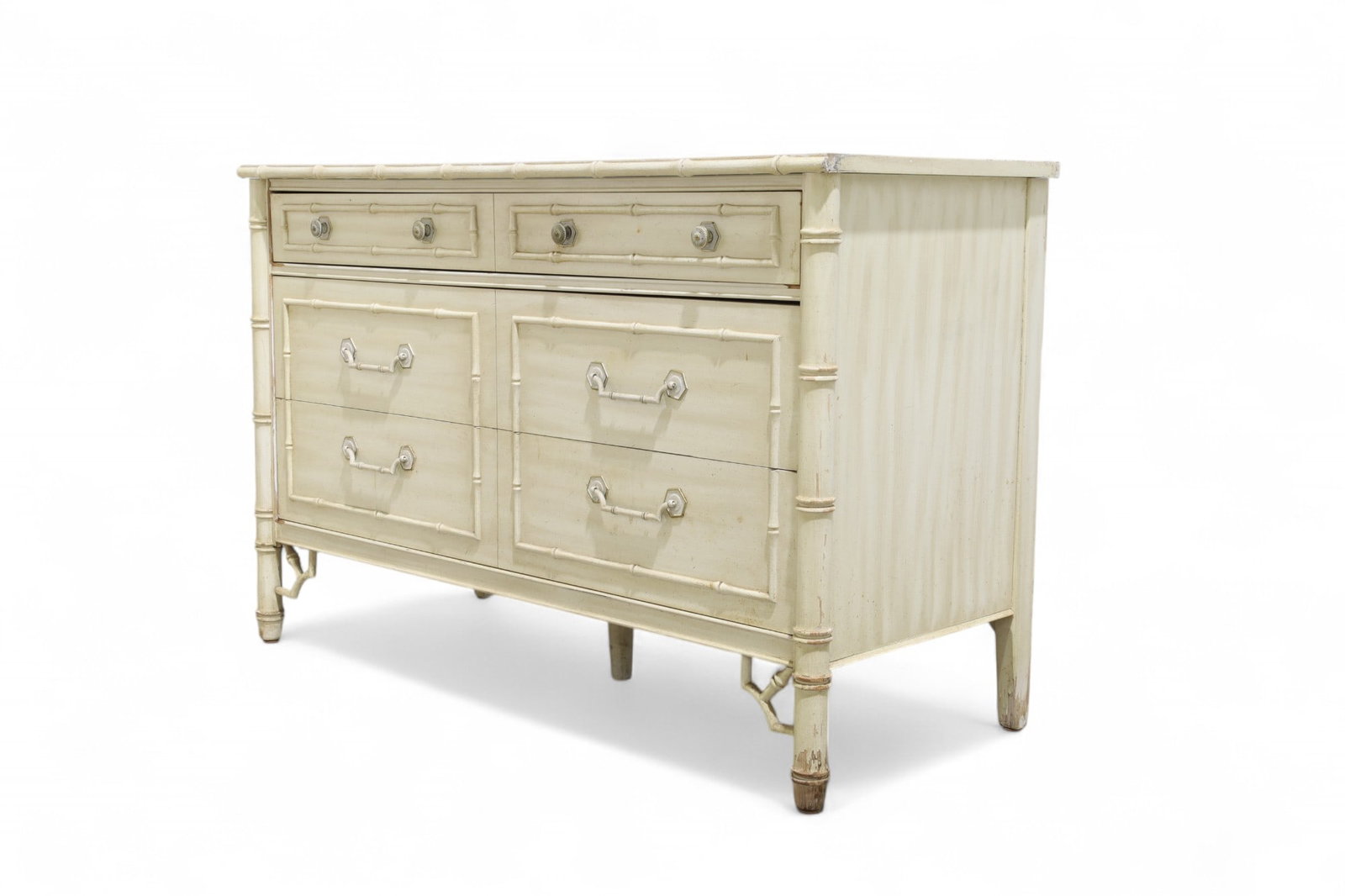 Thomasville Faux Bamboo Dresser: A Thomasville faux bamboo dresser with laminate top Dimensions:30x46x19