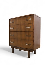 Mid Century Walnut & Chrome Dresser