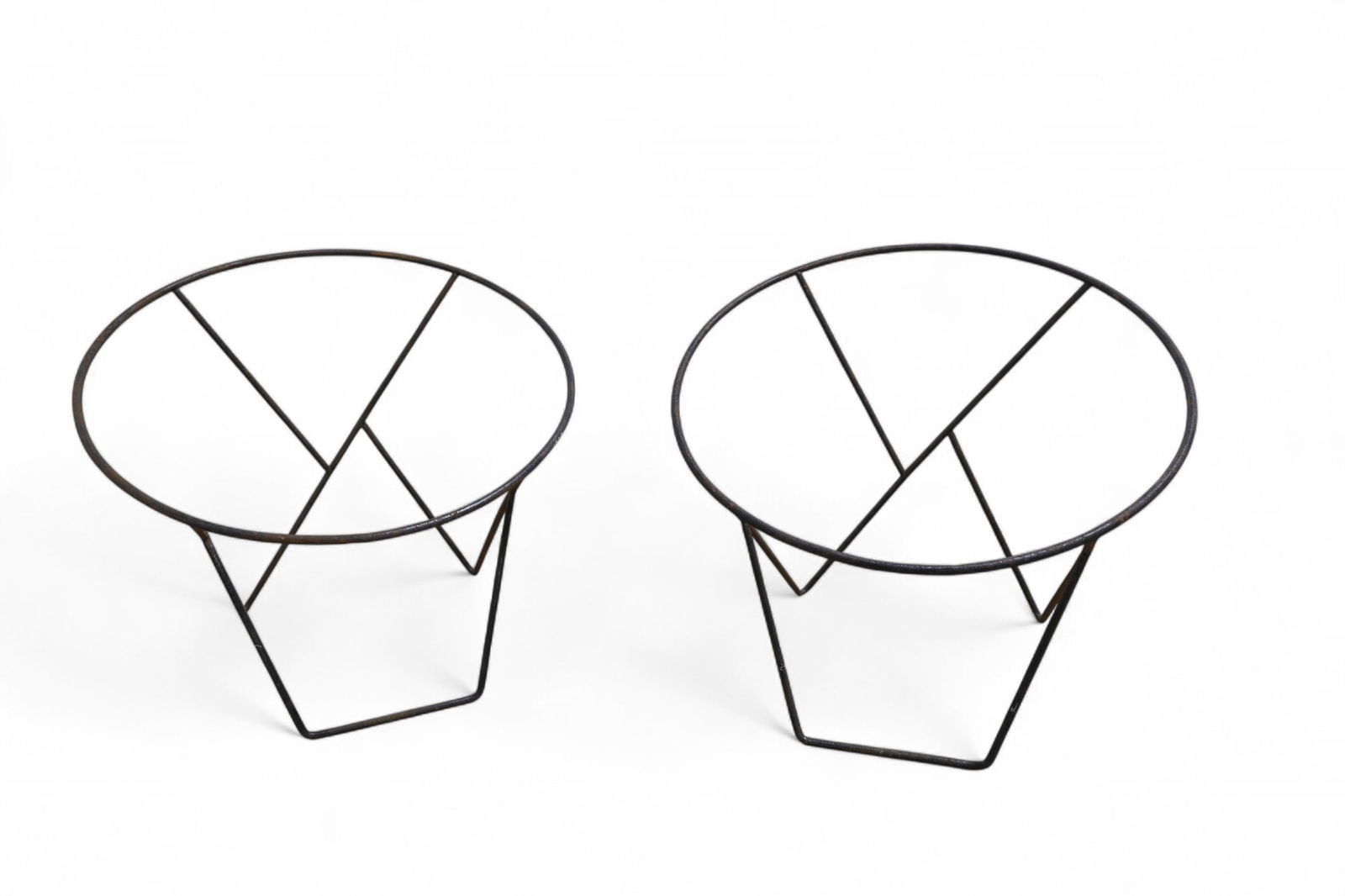 Vintage Iron Hoop Chairs: A pair of vintage iron hoop chairs Dimensions: