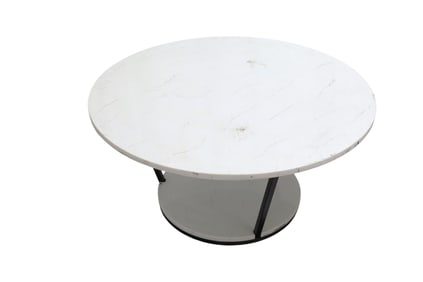 White Marble & Steel 2 Tier Coffee Table
