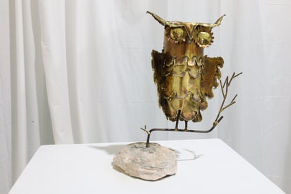 Brutalist Owl on Stone Base