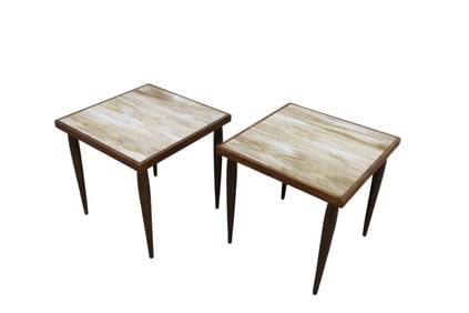 Art Glass Tables- Pair