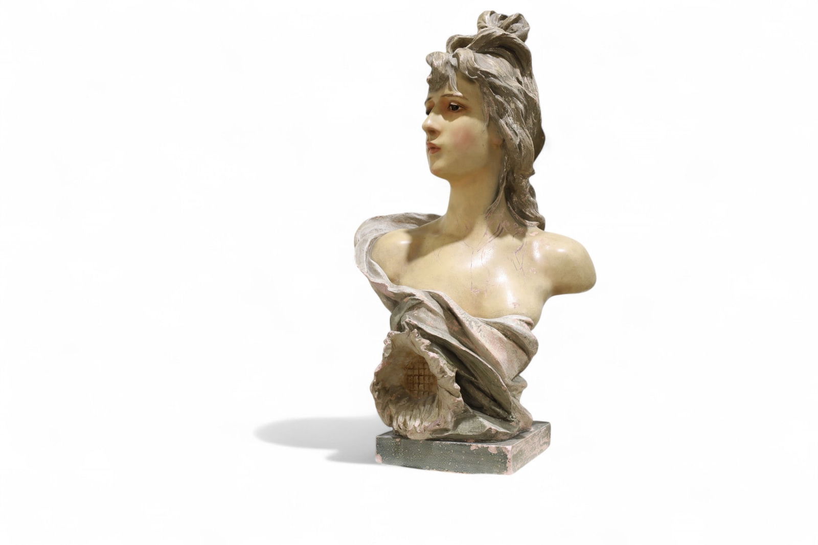 Art Nuevo Semi Nude Plaster Bust: A 1902 Art Nuevo C. Hennecke Co. semi nude plaster bust Dimensions:27x15x11