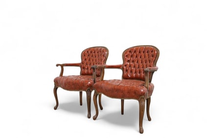 Tufted Library Chairs - Pair