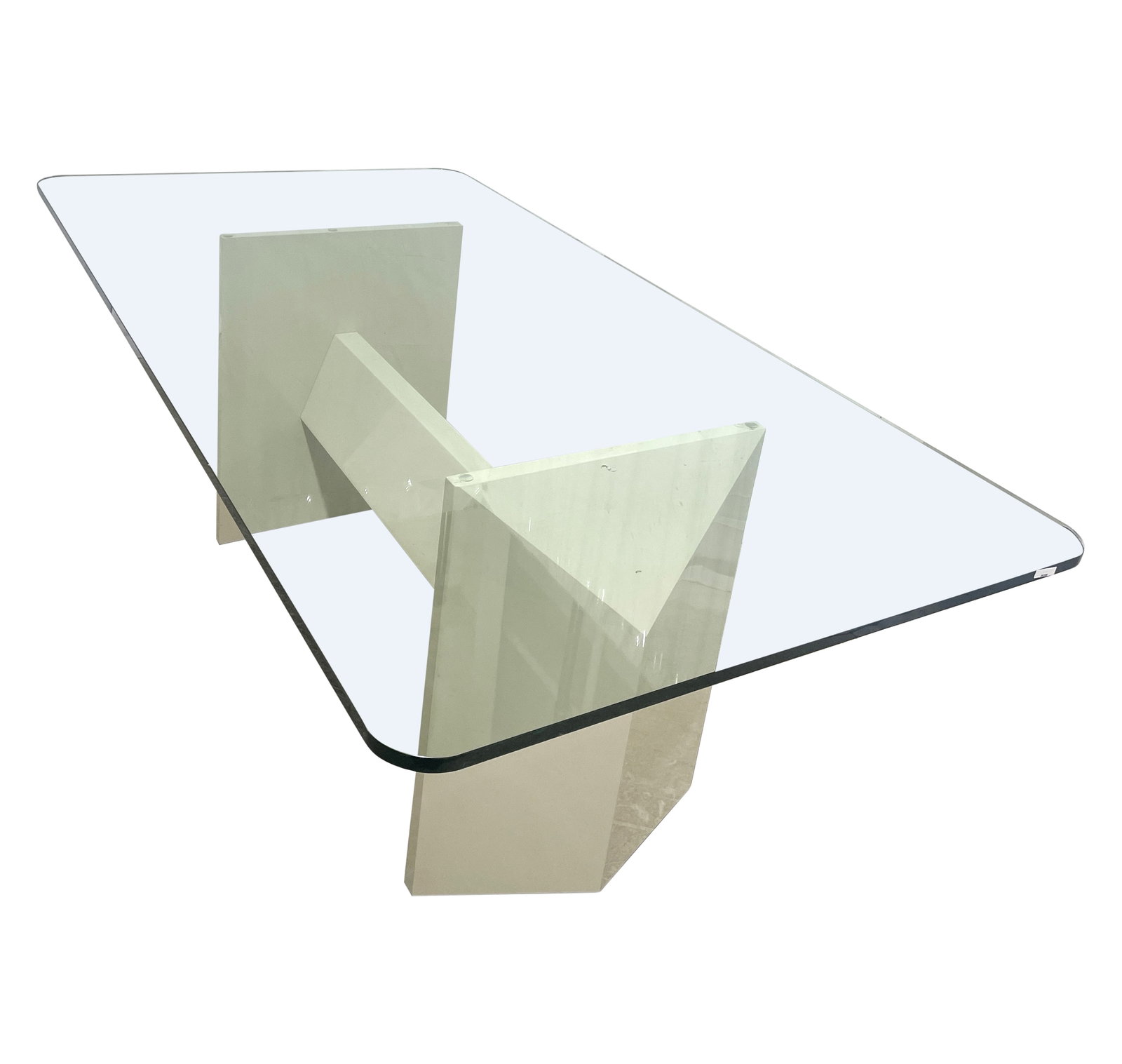 1980's Lacquer & Glass Dining Table: A 1980's lacquer and glass dining table Dimensions:30x79x42