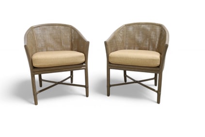 McGuire Double Cane Rattan Chairs - Pair