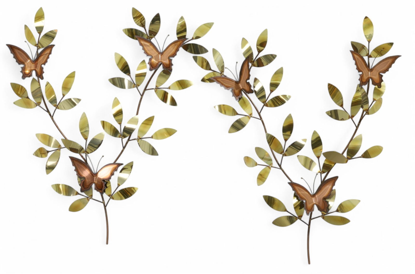 Curtis Jere Style Butterfly Wall Sculpture: A 2 piece Curtis Jere style brutalist butterfly wall sculpture Dimensions:26x22x3