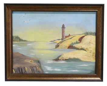 Unsigned Lighthouse  Oil on Canvas