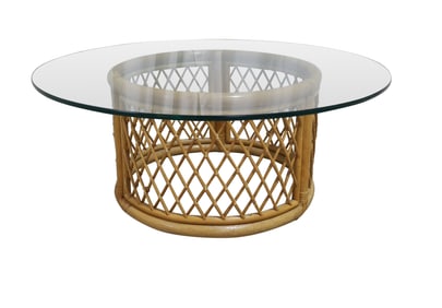 Rattan Glass Top Coffee Table