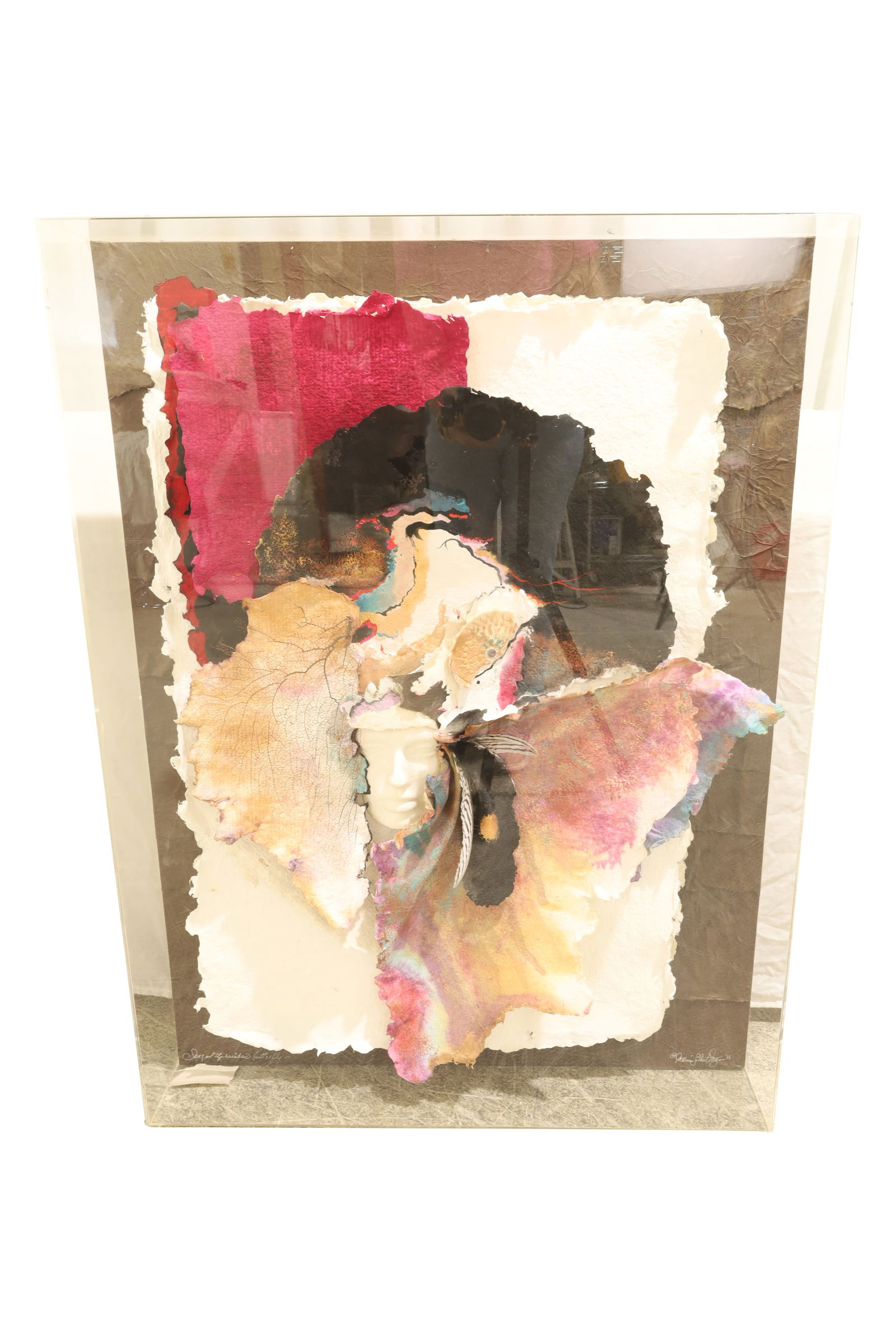 Mid Century Collage in Lucite Box (1 of 7)