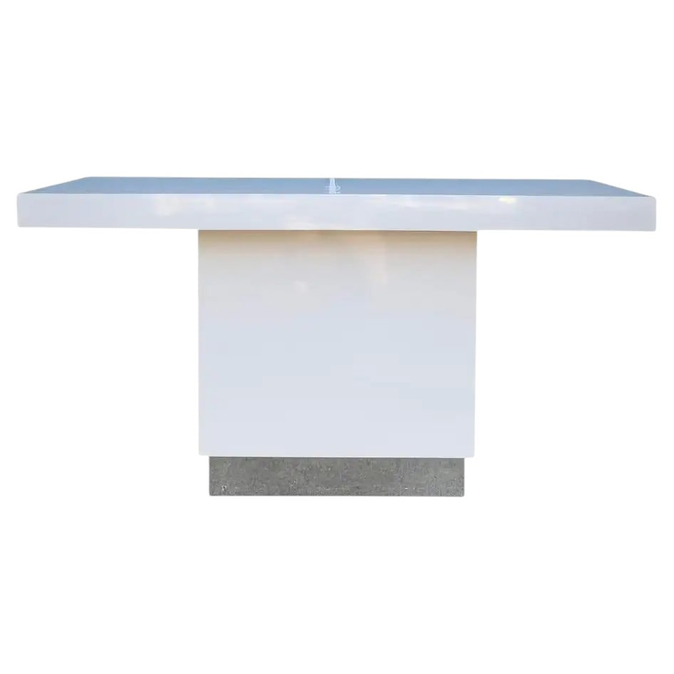 Milo Baughman Style Laminate Console Table: Milo Baughman Style Postmodern Laminate Chrome Console Table Dimensions:27.5x52x17