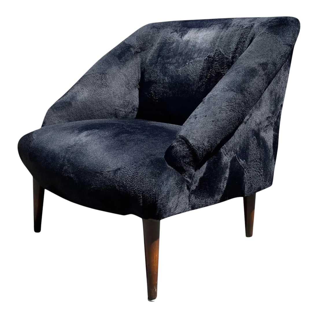 Adrian Pearsall Style Lounge Chair: An Adrian Pearsall Style Black Crushed Velvet Modern Lounge ChairDimensions:29x26.5x24 Seat Height:14