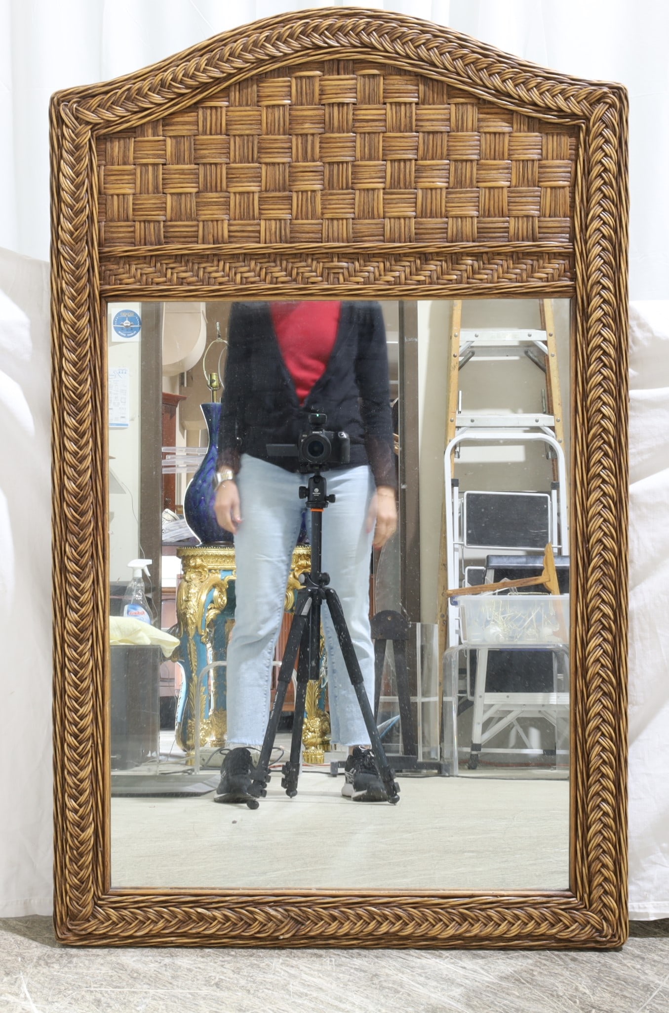 Rattan Wall Mirror: A rattan wall mirror Dimensions:44x29