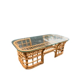 Rattan Glass Top Coffee Table