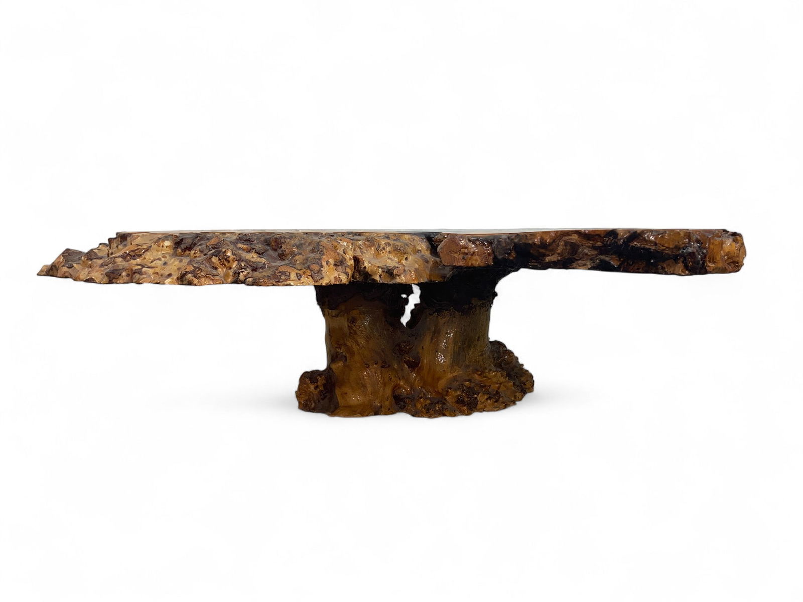 Live Edge Burl Coffee Table with Epoxy Finish