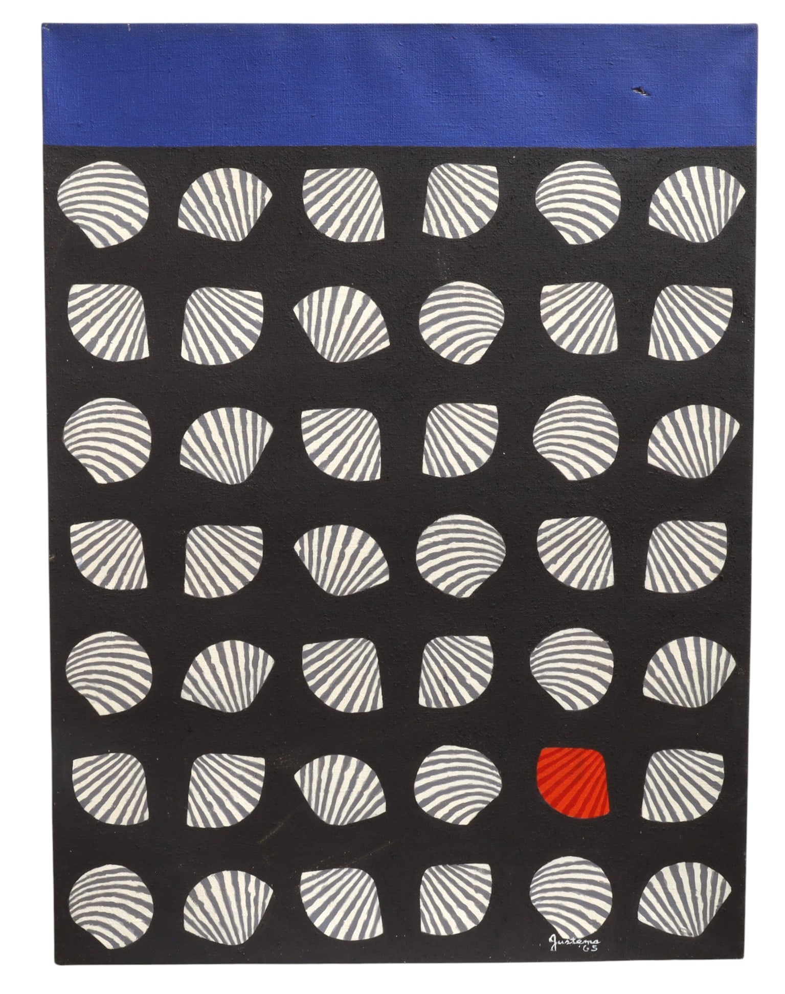 Signed Justema - Oil on Canvas: A signed Justema 65' oil on canvas, titled "White Clam Shells" Dimensions:48x36
