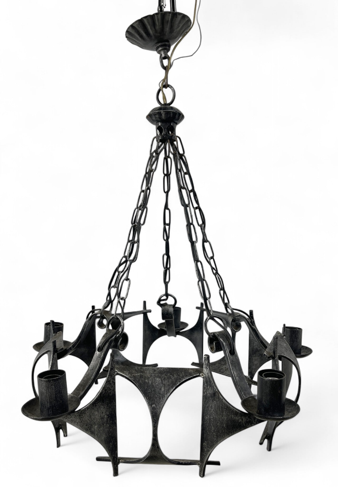 1970's Brutalist Modernist Wrought Iron Chandelier (1 of 15)
