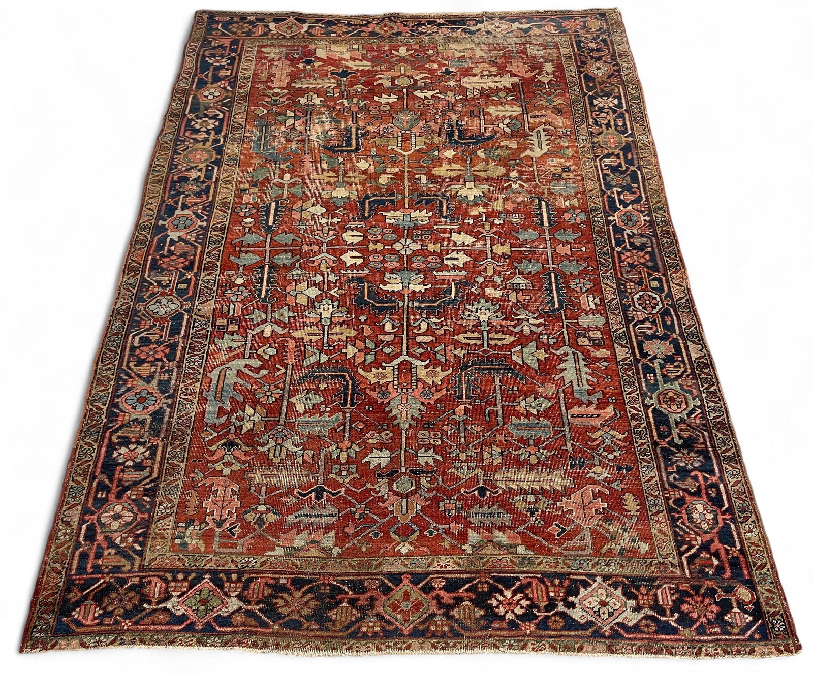 Heriz Oriental Red & Blue vintage Rug (1 of 20)
