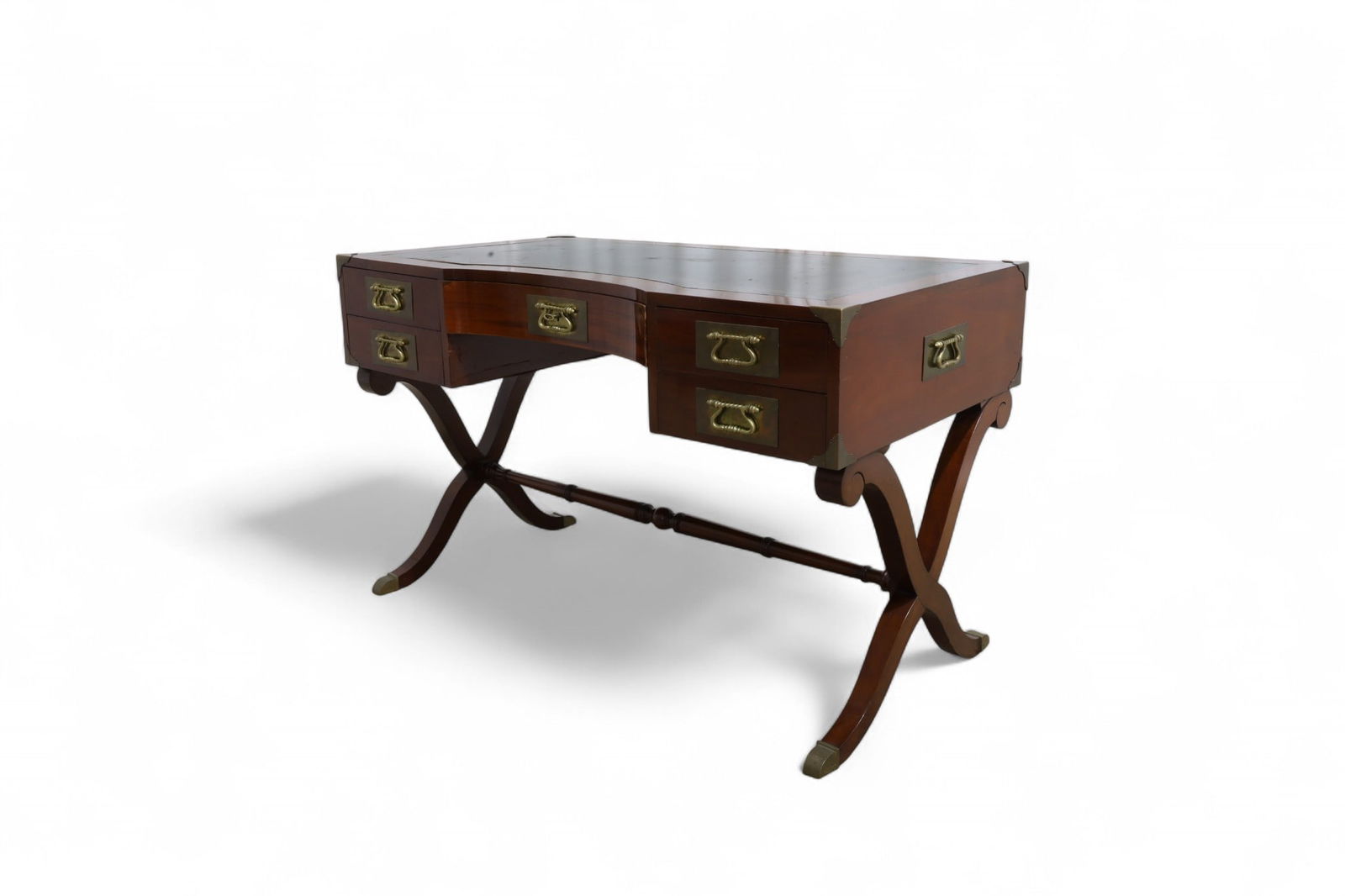 Mahogany Campaign Style Leather Top Desk (1 of 19)
