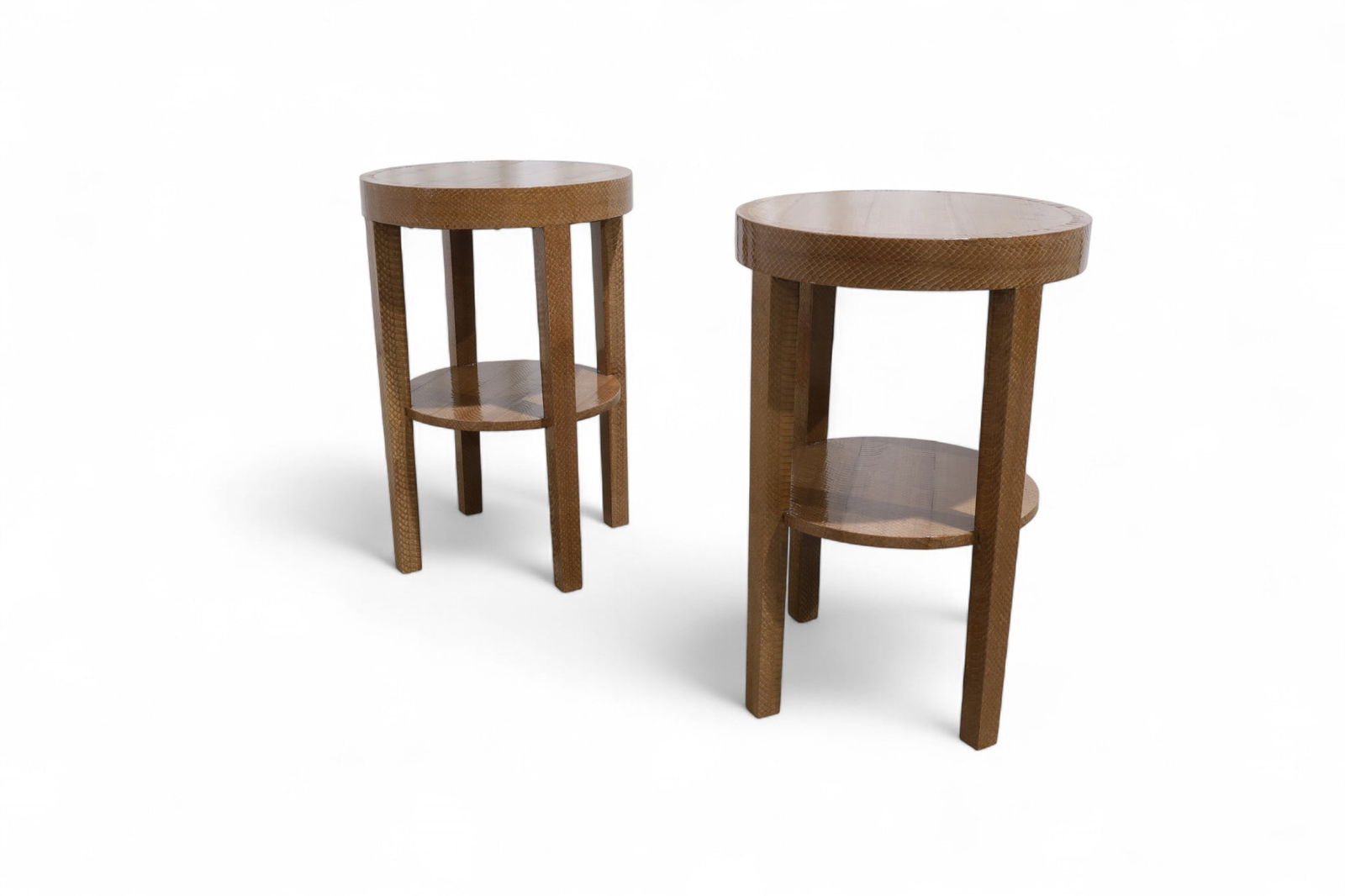 Round Snakeskin End Tables - Pair (1 of 8)