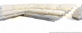 Chrome Base 3 Part Sectional Sofa: A Milo Baughman attributed mid century modern 3 piece sectional sofa with chrome plinth base Dimensions:26x122x96x34 Seat Height:17