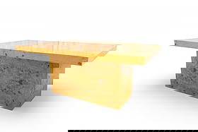 Milo Baughman Burl Dining Table: A Milo Baughman burl dining table with 1 17.75"leaf Dimensions:29x68x42