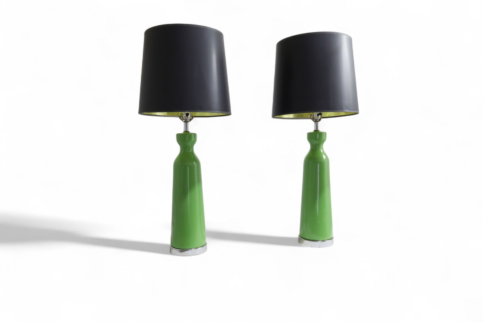 Vintage Green Pottery  Table Lamps - Pair (1 of 12)