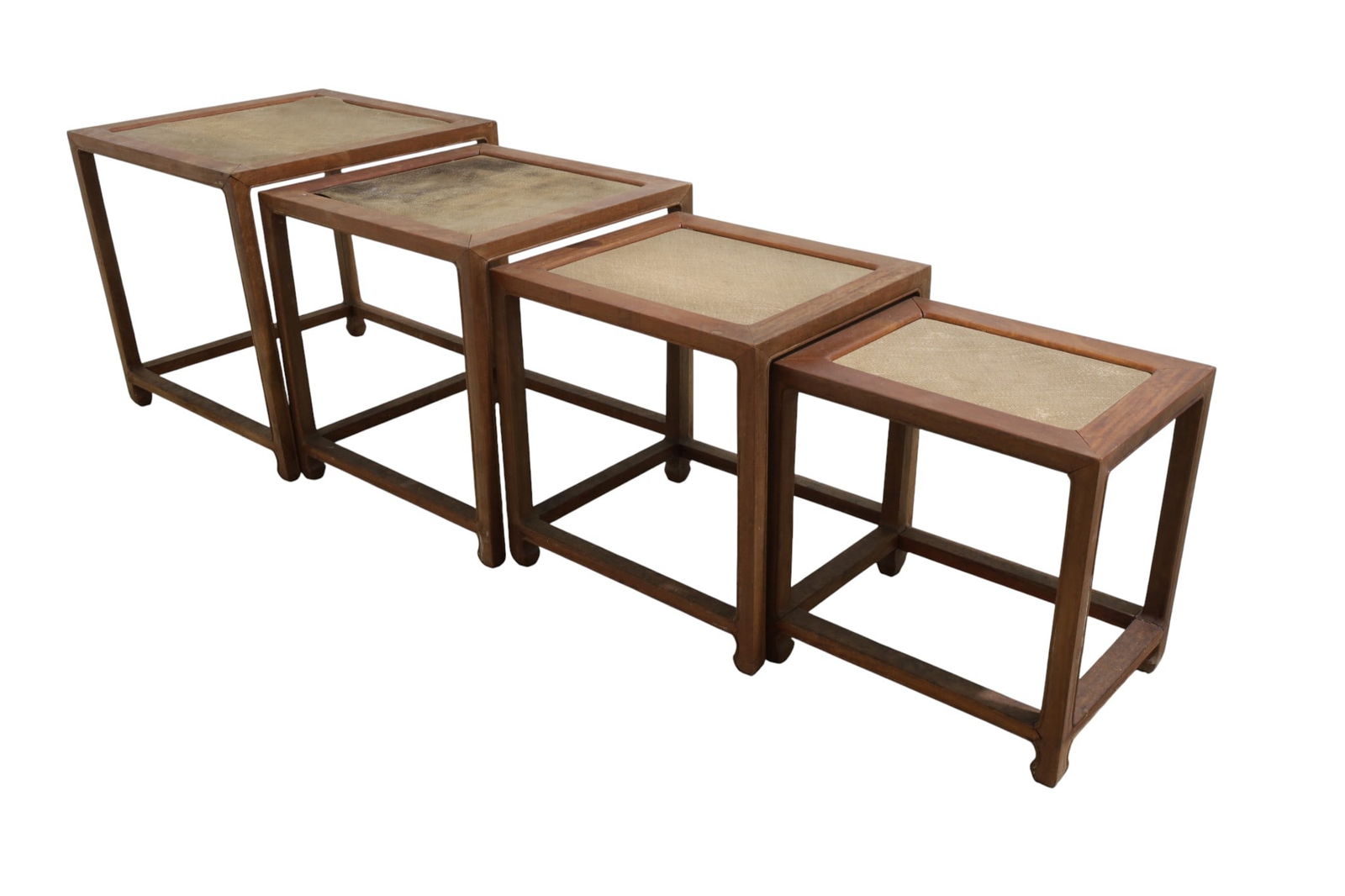 Chinese Modern Teak Nest Tables - 4: A set of 4Chinese modern teak nesting tables Dimensions: