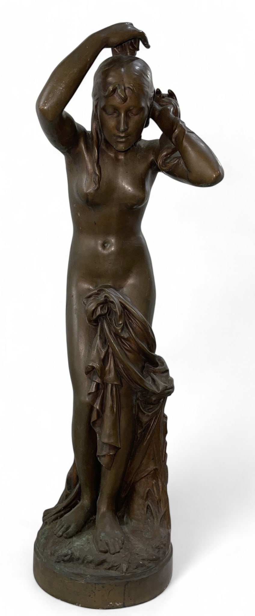 Nude Jean-Baptiste Baujault Signed Bronze: Bronze Nude Jean-Baptiste Baujault Signed (1828-1899) with French Foundry Mark H:26" W:8"