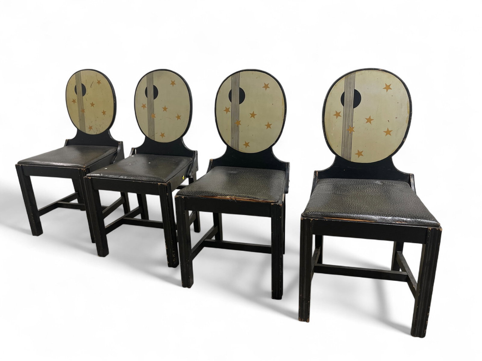 Set of 4 Painted Art Deco Chairs: Set of 4 Painted Art Deco Chairs H:36" W:18" D:19" Seat Height:18"