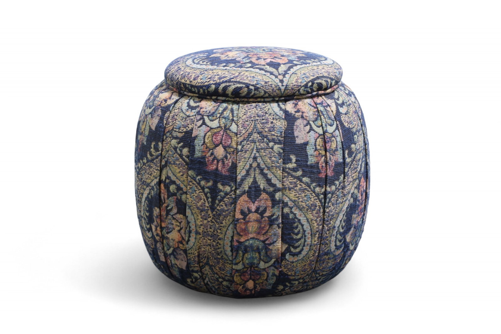 Pouf Ottoman: A pour ottoman in original upholstery Dimensions:18x16