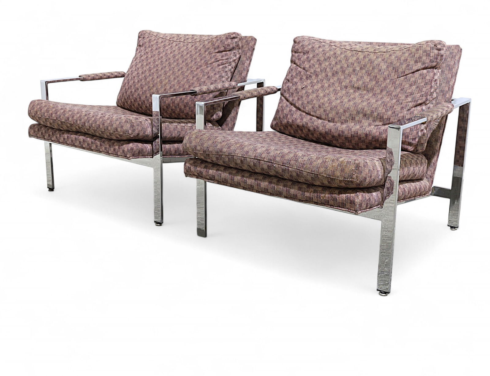 Milo Baughman Chrome Chairs - Pair: A pair of Milo Baughman chrome lounge chairs Seat Height:16