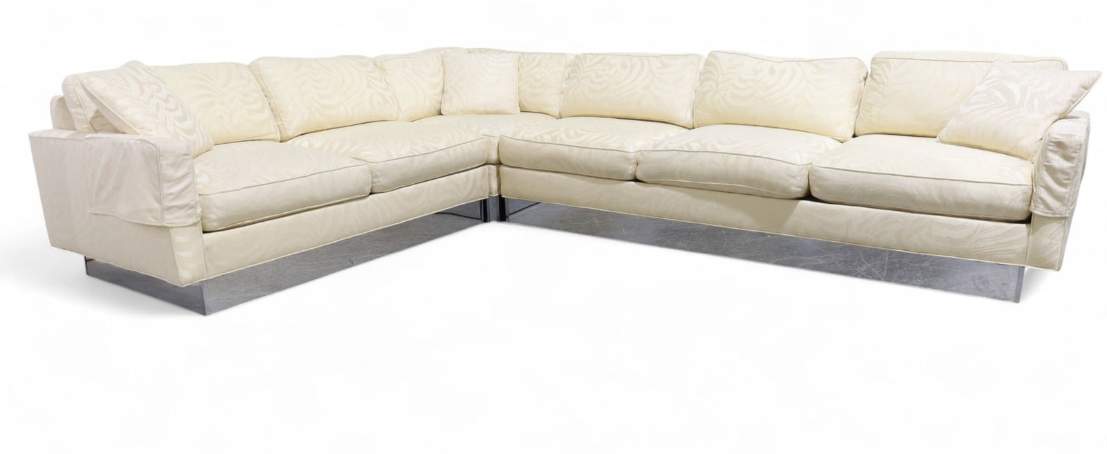 Chrome Base 3 Part Sectional Sofa (1 of 7)