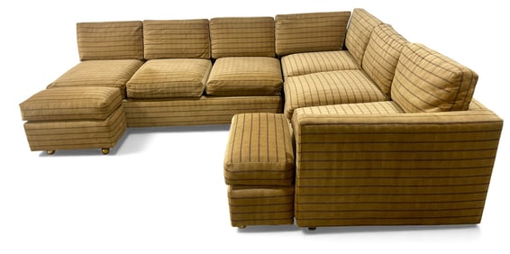 Milo Baughman Style Velvet Sectional with Casters