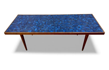 Mid Century Teak Mosaic Tile Top Coffee Table