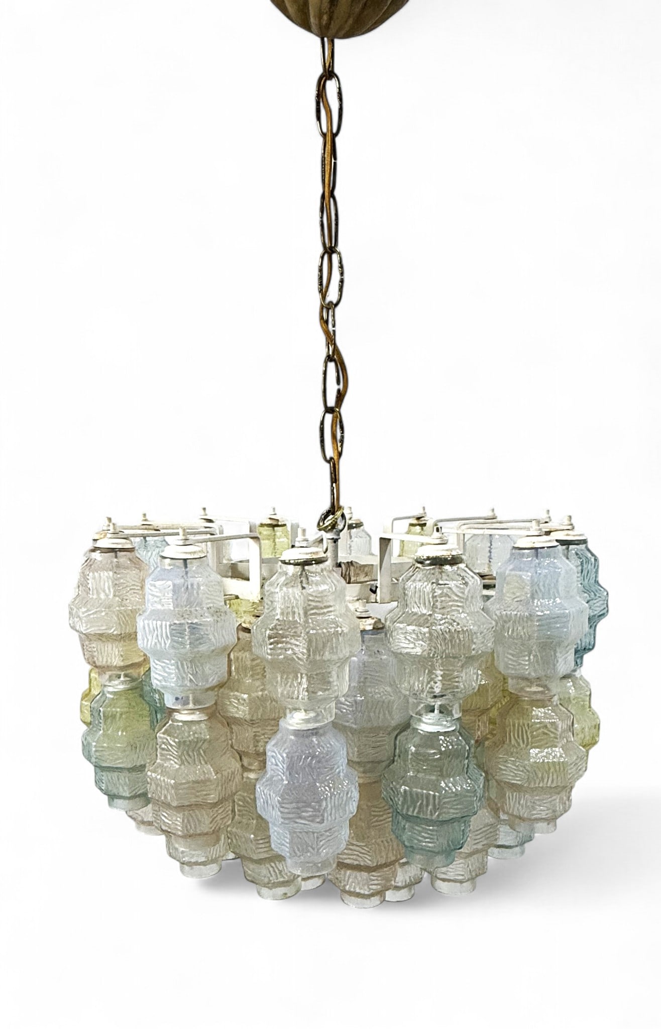 Murano Glass Mid Century Italian Chandelier: A Murano glass mid century modern Italian chandelier Dimensions:16x19