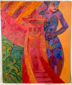 Signed Large Palette Knife Mid Century Painting