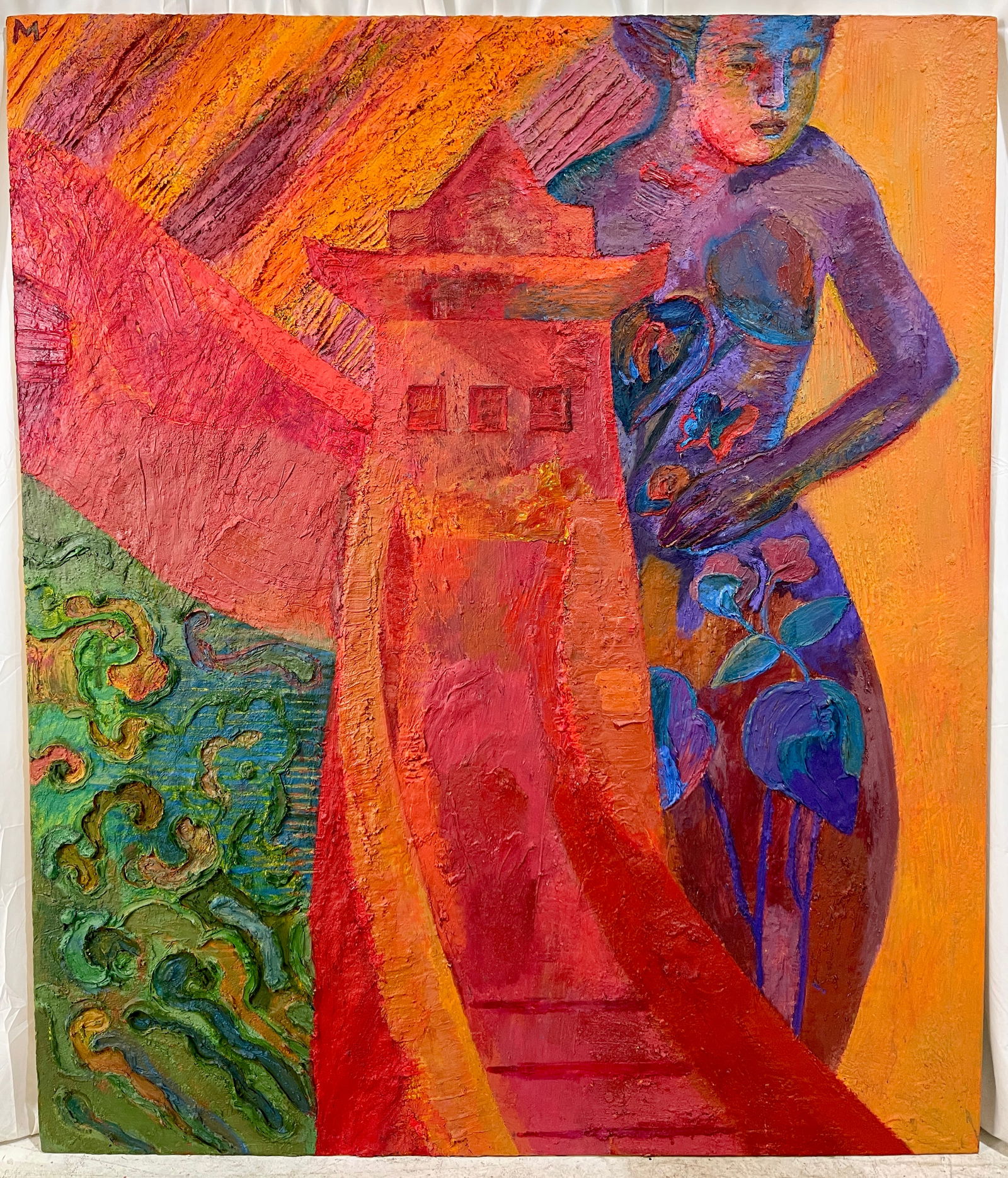 Signed Large Palette Knife Mid Century Painting (1 of 8)