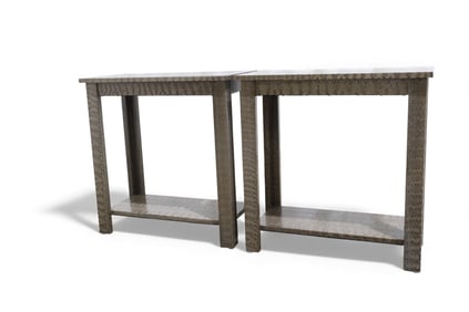 Grey Cobra Skin Side Tables - Pair